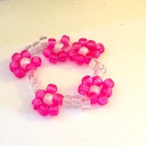 Pink and Clear Beaded Bracelet